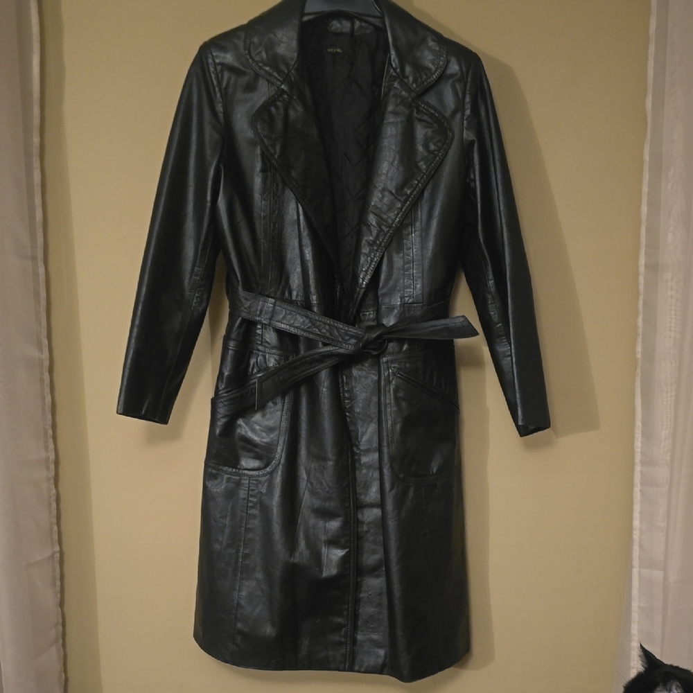 Black Leather Women's Coat